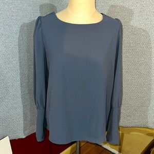 SHEIN Blue Gray Button Down Blouse